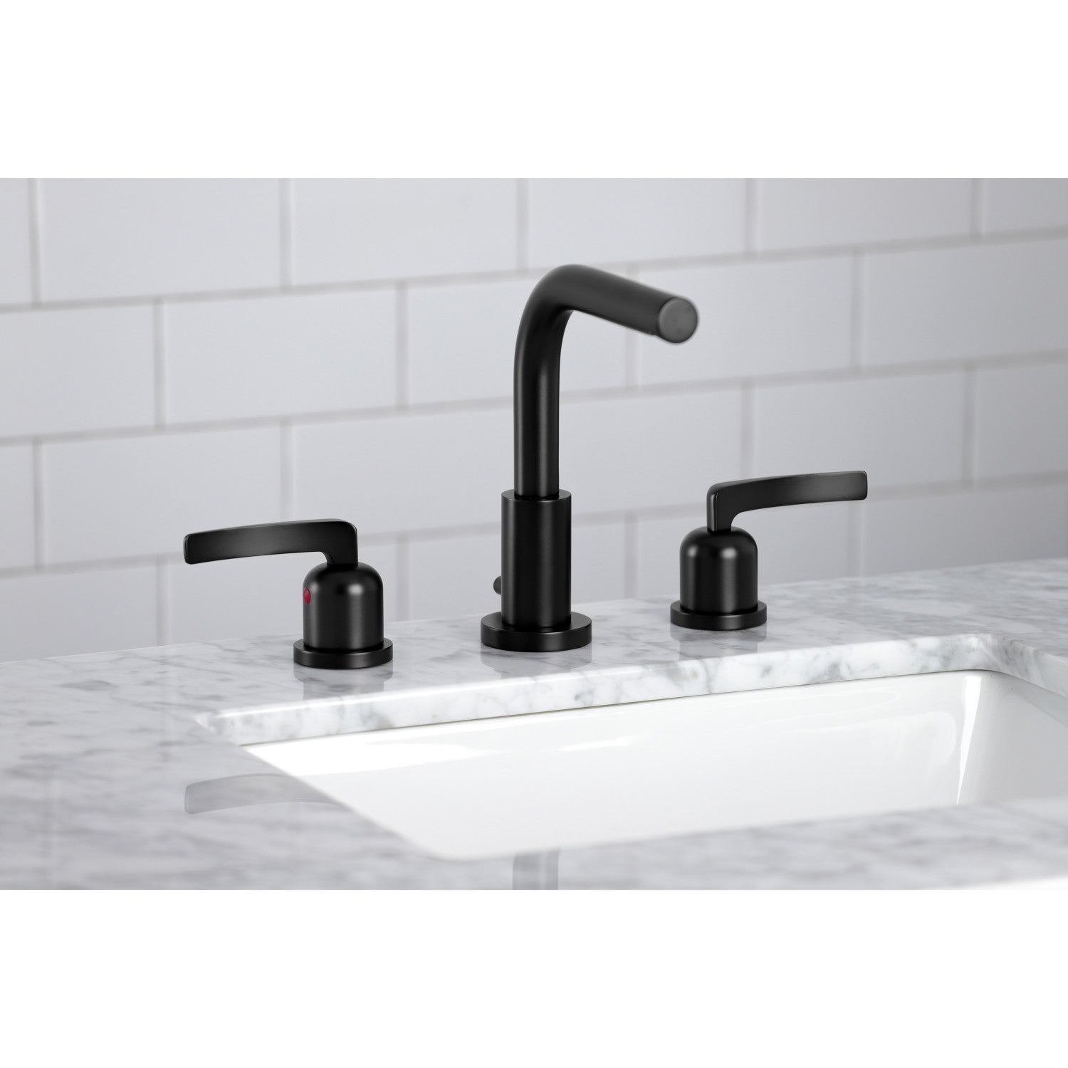Kingston Tulare FSC8950EFL - Centurion Two-Handle 3-Hole Deck Mount Widespread Bathroom Faucet with Brass Pop-Up, Matte Black — thumbnail 2